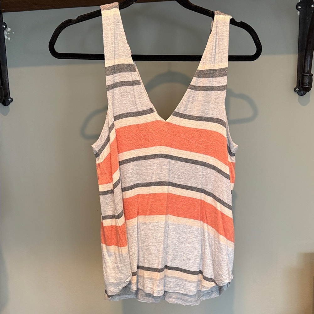 Double Layered Striped V-Neck Tank Top